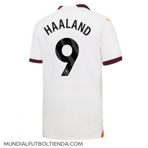 Camiseta Manchester City Erling Haaland #9 Segunda Equipación Replica 2023-24 mangas cortas